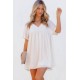 White Polka Dot Textured V Neck Babydoll Dress White Polka Dot Textured V Neck Babydoll Dress