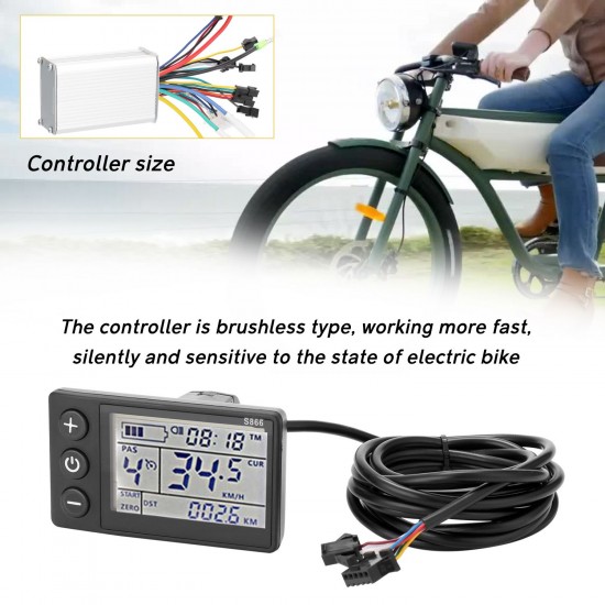 Electric Bike Controller 24V-48V/36V-60V 350W Brushless E-bike Controller with LCD Display Bicycles Motor Scooter Controller S866 Electric Bike Controller 24V-48V/36V-60V 350W Brushless E-bike Controller with LCD Display Bicycles Motor Scooter Controller S866