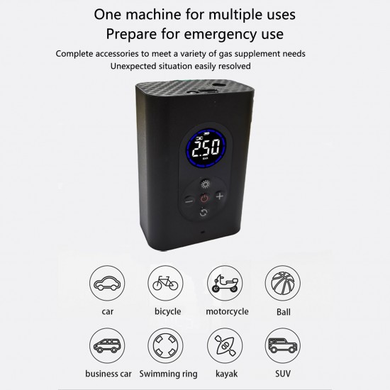 Intelligent Cordless Air Pump Automatic Inflatable Pump Portable Handheld Vehicle Pump LCD Digital Display with Built-in Lighting and Emergency Charge Function Intelligent Cordless Air Pump Automatic Inflatable Pump Portable Handheld Vehicle Pump LCD Digital Display with Built-in Lighting and Emergency Charge Function