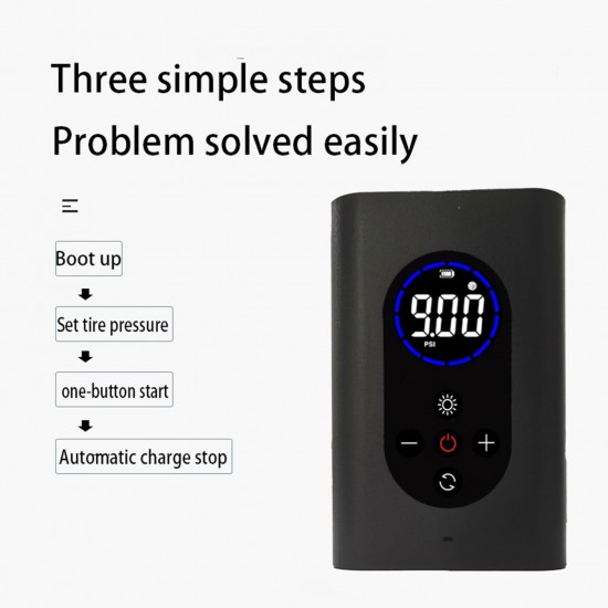 Intelligent Cordless Air Pump Automatic Inflatable Pump Portable Handheld Vehicle Pump LCD Digital Display with Built-in Lighting and Emergency Charge Function Intelligent Cordless Air Pump Automatic Inflatable Pump Portable Handheld Vehicle Pump LCD Digital Display with Built-in Lighting and Emergency Charge Function