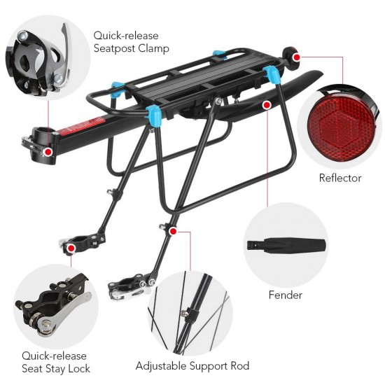 Quick Release Adjustable Bike Bicycle Cargo Rack Bike Rear Rack Mountain Road Bicycle Bike Cargo Luggage Carrier Rack with Fender Quick Release Adjustable Bike Bicycle Cargo Rack Bike Rear Rack Mountain Road Bicycle Bike Cargo Luggage Carrier Rack with Fender