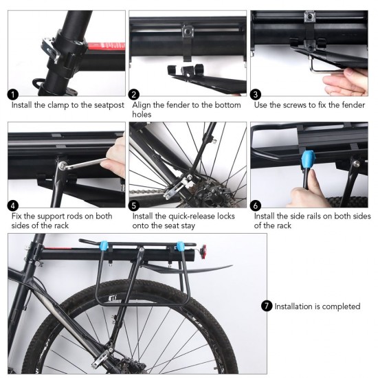 Quick Release Adjustable Bike Bicycle Cargo Rack Bike Rear Rack Mountain Road Bicycle Bike Cargo Luggage Carrier Rack with Fender Quick Release Adjustable Bike Bicycle Cargo Rack Bike Rear Rack Mountain Road Bicycle Bike Cargo Luggage Carrier Rack with Fender