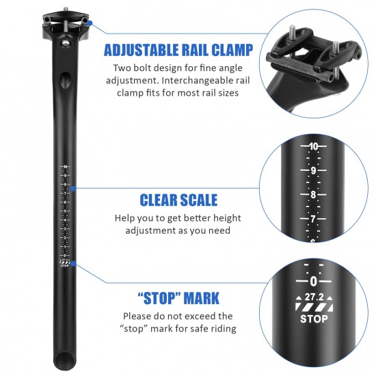 Bicycle Carbon Fiber Seat Post 27.2mm 400mm Cycling Seatpost 25mm Offset Adjustable Seatpost for Road Bicycles Mountain Bikes Bicycle Carbon Fiber Seat Post 27.2mm 400mm Cycling Seatpost 25mm Offset Adjustable Seatpost for Road Bicycles Mountain Bikes