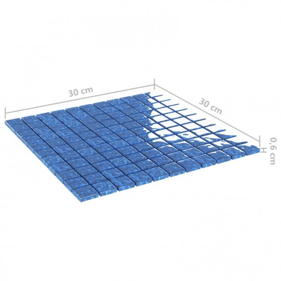 Mosaic Tiles 11 pcs Blue 30x30 cm Glass Mosaic Tiles 11 pcs Blue 30x30 cm Glass