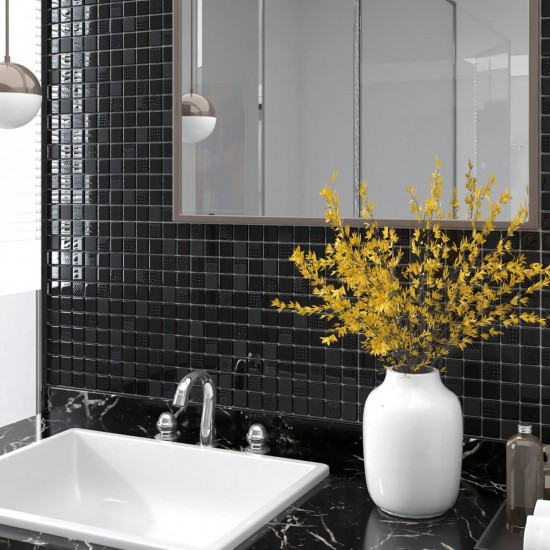 Mosaic Tiles 22 pcs Shiny Black 30x30 cm Glass Mosaic Tiles 22 pcs Shiny Black 30x30 cm Glass