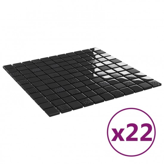 Mosaic Tiles 22 pcs Shiny Black 30x30 cm Glass Mosaic Tiles 22 pcs Shiny Black 30x30 cm Glass