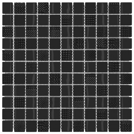 Mosaic Tiles 22 pcs Shiny Black 30x30 cm Glass Mosaic Tiles 22 pcs Shiny Black 30x30 cm Glass