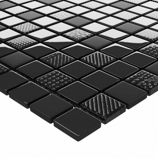 Mosaic Tiles 22 pcs Shiny Black 30x30 cm Glass Mosaic Tiles 22 pcs Shiny Black 30x30 cm Glass