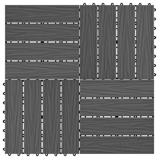 11 pcs Decking Tiles Deep Embossed WPC 30x30 cm 1 sqm Black 11 pcs Decking Tiles Deep Embossed WPC 30x30 cm 1 sqm Black