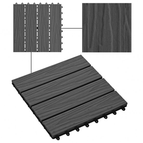 11 pcs Decking Tiles Deep Embossed WPC 30x30 cm 1 sqm Black 11 pcs Decking Tiles Deep Embossed WPC 30x30 cm 1 sqm Black