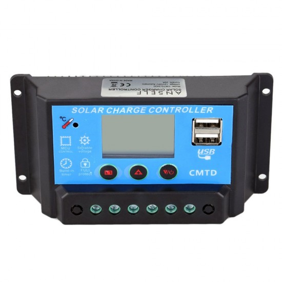 Anself 20A 12V/24V Solar Charge Controller with LCD Display Auto Regulator Timer Solar Panel Battery Lamp LED Lighting Overload Protection Anself 20A 12V/24V Solar Charge Controller with LCD Display Auto Regulator Timer Solar Panel Battery Lamp LED Lighting Overload Protection