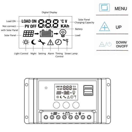 Anself 20A 12V/24V Solar Charge Controller with LCD Display Auto Regulator Timer Solar Panel Battery Lamp LED Lighting Overload Protection Anself 20A 12V/24V Solar Charge Controller with LCD Display Auto Regulator Timer Solar Panel Battery Lamp LED Lighting Overload Protection