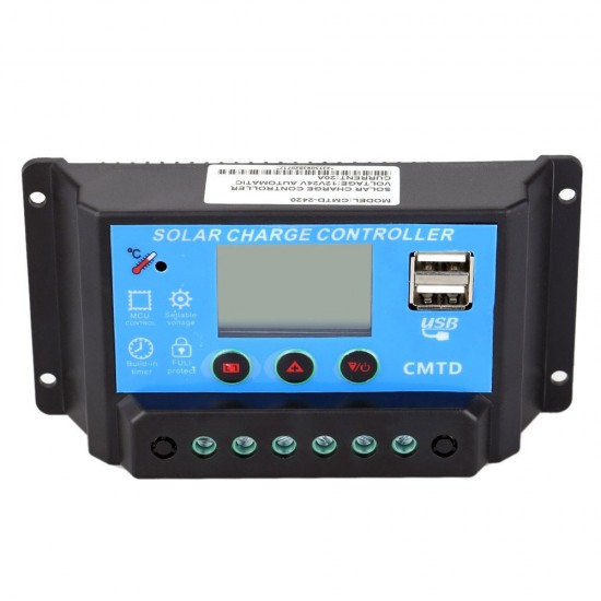 Anself 20A 12V/24V Solar Charge Controller with LCD Display Auto Regulator Timer Solar Panel Battery Lamp LED Lighting Overload Protection Anself 20A 12V/24V Solar Charge Controller with LCD Display Auto Regulator Timer Solar Panel Battery Lamp LED Lighting Overload Protection