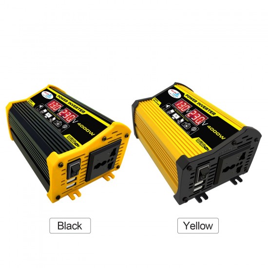 Modified Sine Wave Inverter High Frequency 4000W Peak Power Watt Power Inverter DC 12V to AC 220V Converter Car Power Charger Inverter with 2.1A Dual USB Port Battery Clips Display Screen Modified Sine Wave Inverter High Frequency 4000W Peak Power Watt Power Inverter DC 12V to AC 220V Converter Car Power Charger Inverter with 2.1A Dual USB Port Battery Clips Display Screen