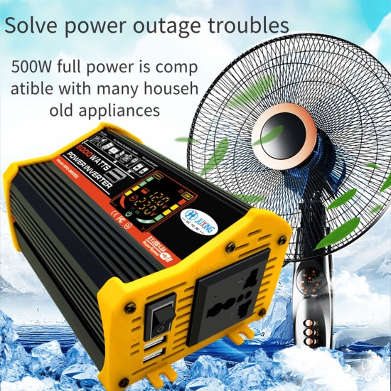 Modified Sine Wave Inverter High Frequency 6000W Peak Power Watt Power Inverter DC 12V to AC 220V Converter Car Power Charger Inverter with 2.1A Dual USB Port Battery Clips Display Screen Modified Sine Wave Inverter High Frequency 6000W Peak Power Watt Power Inverter DC 12V to AC 220V Converter Car Power Charger Inverter with 2.1A Dual USB Port Battery Clips Display Screen