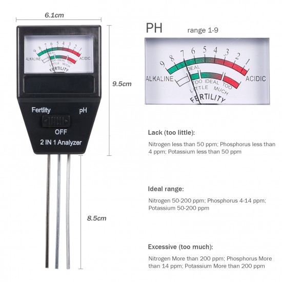 2-in-1 Soil pH Meter Fertility Tester pH Tester Soil Tester for Garden Farm Lawn Indoor Outdoor Plant Care 2-in-1 Soil pH Meter Fertility Tester pH Tester Soil Tester for Garden Farm Lawn Indoor Outdoor Plant Care