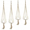 4Pcs Macrame Plant Hanger Vintage Rope Basket Indoor Outdoor Flower Pot Holder Decoration