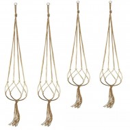 4Pcs Macrame Plant Hanger Vintage Rope Basket Indoor Outdoor Flower Pot Holder Decoration