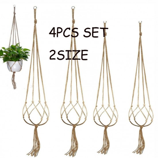 4Pcs Macrame Plant Hanger Vintage Rope Basket Indoor Outdoor Flower Pot Holder Decoration 4Pcs Macrame Plant Hanger Vintage Rope Basket Indoor Outdoor Flower Pot Holder Decoration
