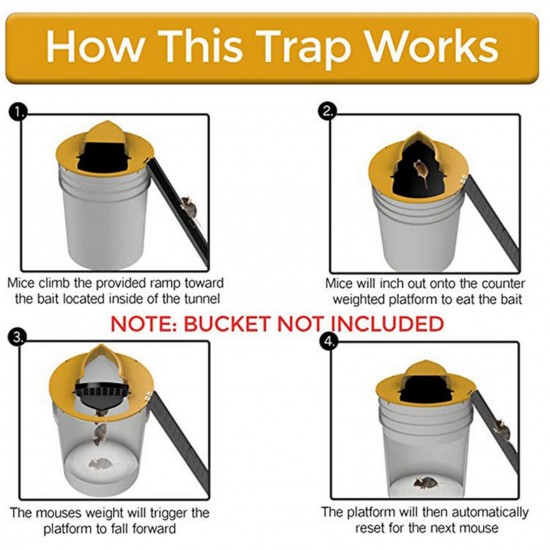 Rat Traps Flip slide Bucket Mouse Trap Walk The Plank Automatic Trap for 5-Gal Water Injection Effective Rat Repellent at Indoor/Outdoor Barn Garage Shed Rat Traps Flip slide Bucket Mouse Trap Walk The Plank Automatic Trap for 5-Gal Water Injection Effective Rat Repellent at Indoor/Outdoor Barn Garage Shed