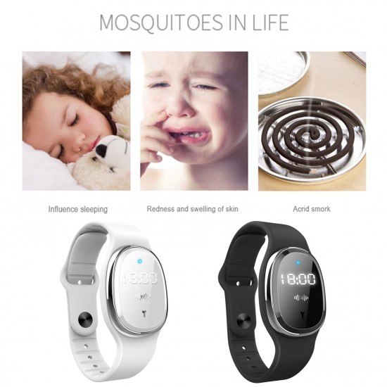 Portable Ultrasonic Mosquito Repellent Bracelets with Clock Non-Toxic Deet Free Bug Insect Repellent Bands Reusable Long Protection Electronic Pest Control Band for Kids & Adults Portable Ultrasonic Mosquito Repellent Bracelets with Clock Non-Toxic Deet Free Bug Insect Repellent Bands Reusable Long Protection Electronic Pest Control Band for Kids & Adults