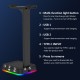 RGB Gaming Headset Stand With USB/Type-C Charger Ports Gaming Headset Holder Hanger with Stable Base for All Over-Ear Headphones RGB Gaming Headset Stand With USB/Type-C Charger Ports Gaming Headset Holder Hanger with Stable Base for All Over-Ear Headphones