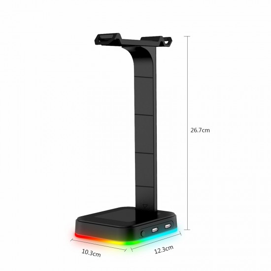 RGB Gaming Headset Stand With USB/Type-C Charger Ports Gaming Headset Holder Hanger with Stable Base for All Over-Ear Headphones RGB Gaming Headset Stand With USB/Type-C Charger Ports Gaming Headset Holder Hanger with Stable Base for All Over-Ear Headphones