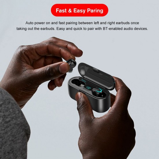 Bluetooth 5.0 Earbuds True Wireless Headphones with Mic In-ear Stereo Earphones Twins IPX5 Waterproof Sports Headset Charging Box Battery Digital Display Bluetooth 5.0 Earbuds True Wireless Headphones with Mic In-ear Stereo Earphones Twins IPX5 Waterproof Sports Headset Charging Box Battery Digital Display