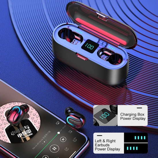 Bluetooth 5.0 Earbuds True Wireless Headphones with Mic In-ear Stereo Earphones Twins IPX5 Waterproof Sports Headset Charging Box Battery Digital Display Bluetooth 5.0 Earbuds True Wireless Headphones with Mic In-ear Stereo Earphones Twins IPX5 Waterproof Sports Headset Charging Box Battery Digital Display