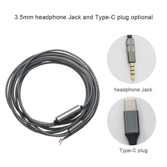 DIY Earphone Cable with Mic Pure Copper Wire Replacement Type-C Male Jack to Bare End Headphone Cable Semi-finished Headset Cable for Cable Repair DIY Earphone Cable with Mic Pure Copper Wire Replacement Type-C Male Jack to Bare End Headphone Cable Semi-finished Headset Cable for Cable Repair