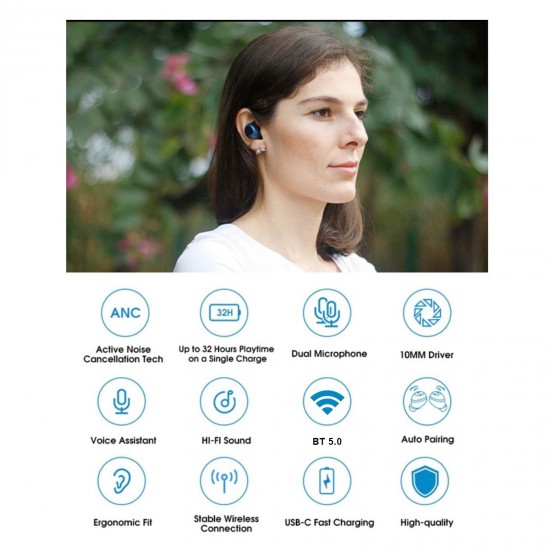 ANC X8 Active Noise Reduction Headphones True Wireless Stereo Headset Bluetooth 5.0 Earphone ANC Wireless Earbuds Built-in Microphone with 550mAh Charging Box ANC X8 Active Noise Reduction Headphones True Wireless Stereo Headset Bluetooth 5.0 Earphone ANC Wireless Earbuds Built-in Microphone with 550mAh Charging Box