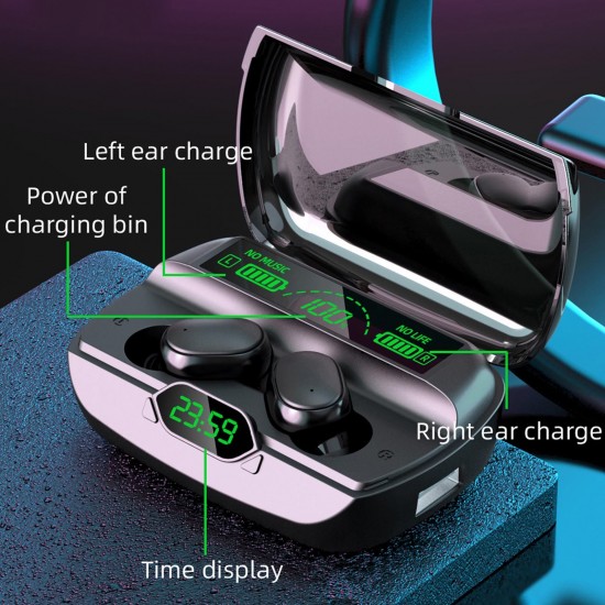G6 Bluetooth 5.1 TWS Earbuds True Wireless Headphones Sweatproof Sports Headset with Mic 1200mAh Charging Box Clock Time Display Battery Power Display USB Output G6 Bluetooth 5.1 TWS Earbuds True Wireless Headphones Sweatproof Sports Headset with Mic 1200mAh Charging Box Clock Time Display Battery Power Display USB Output