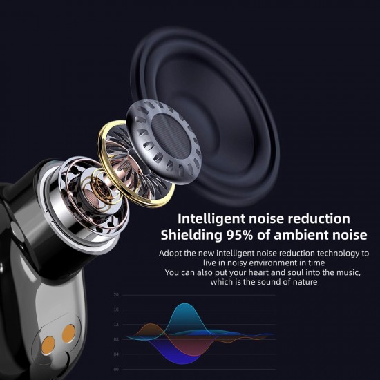 G6 Bluetooth 5.1 TWS Earbuds True Wireless Headphones Sweatproof Sports Headset with Mic 1200mAh Charging Box Clock Time Display Battery Power Display USB Output G6 Bluetooth 5.1 TWS Earbuds True Wireless Headphones Sweatproof Sports Headset with Mic 1200mAh Charging Box Clock Time Display Battery Power Display USB Output