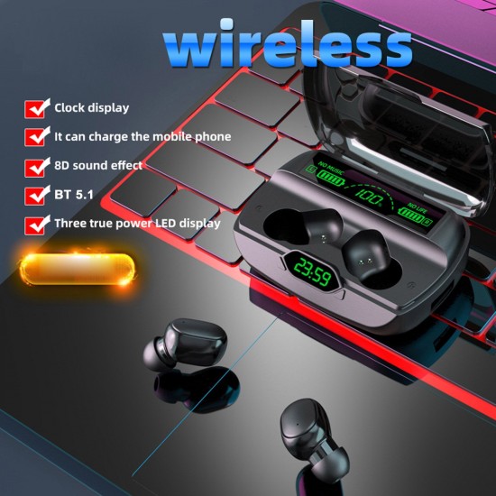 G6 Bluetooth 5.1 TWS Earbuds True Wireless Headphones Sweatproof Sports Headset with Mic 1200mAh Charging Box Clock Time Display Battery Power Display USB Output G6 Bluetooth 5.1 TWS Earbuds True Wireless Headphones Sweatproof Sports Headset with Mic 1200mAh Charging Box Clock Time Display Battery Power Display USB Output