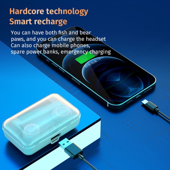 F9-3 Bluetooth 5.1 TWS Earbuds True Wireless Headphones Touch Control 2800mAh Charging Box Battery Power Display Mini Sports Twins Headset with Microphone USB Output F9-3 Bluetooth 5.1 TWS Earbuds True Wireless Headphones Touch Control 2800mAh Charging Box Battery Power Display Mini Sports Twins Headset with Microphone USB Output