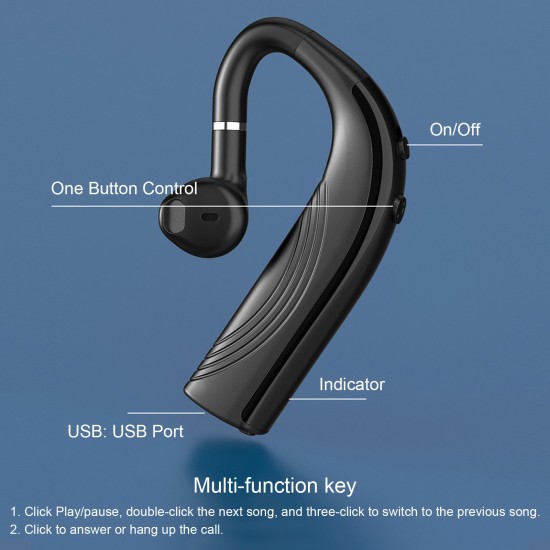 RD02 BT 5.0 Wireless Earphone Handsfree Business Headset Noise Reduction Mini Earphone Single Earhook with MIC for Running Driving Gym Spa Black RD02 BT 5.0 Wireless Earphone Handsfree Business Headset Noise Reduction Mini Earphone Single Earhook with MIC for Running Driving Gym Spa Black