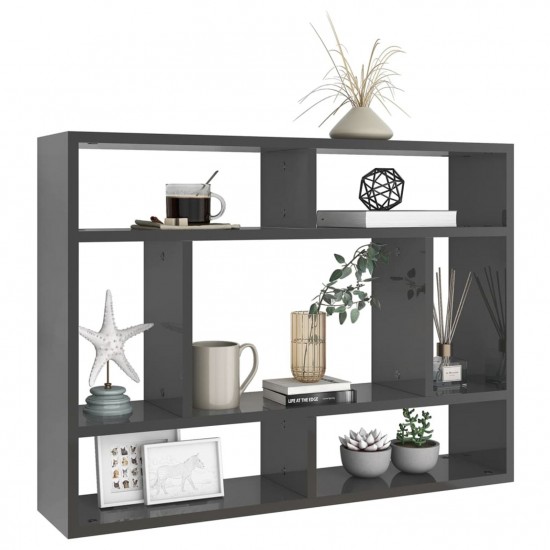 Wall Shelf High Gloss Grey 75x16x55 cm Chipboard Wall Shelf High Gloss Grey 75x16x55 cm Chipboard