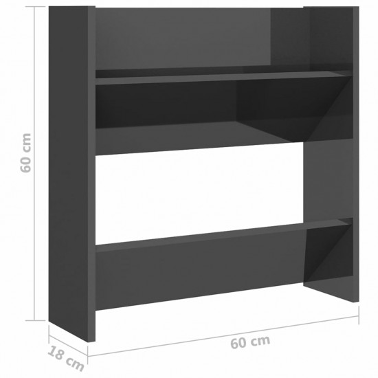 Wall Shoe Cabinets 2 pcs High Gloss Grey 60x18x60 cm Chipboard Wall Shoe Cabinets 2 pcs High Gloss Grey 60x18x60 cm Chipboard
