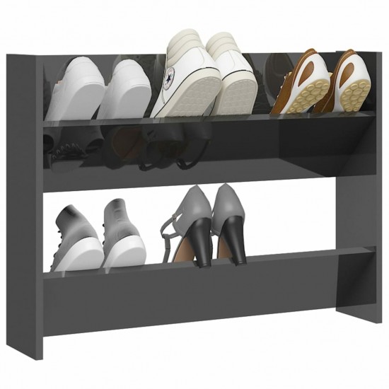 Wall Shoe Cabinet High Gloss Grey 80x18x60 cm Chipboard Wall Shoe Cabinet High Gloss Grey 80x18x60 cm Chipboard