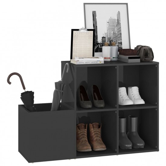 Hall Shoe Cabinet High Gloss Grey 105x35.5x70 cm Chipboard Hall Shoe Cabinet High Gloss Grey 105x35.5x70 cm Chipboard