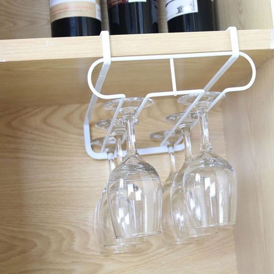 Wine Glass Holder Iron 2 Rows Stemware Rack Under Cabinet Hanger Storage Shelf Fit for The Cabinet 2.8“ or Less Wine Glass Holder Iron 2 Rows Stemware Rack Under Cabinet Hanger Storage Shelf Fit for The Cabinet 2.8“ or Less