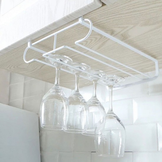 Wine Glass Holder Iron 2 Rows Stemware Rack Under Cabinet Hanger Storage Shelf Fit for The Cabinet 2.8“ or Less Wine Glass Holder Iron 2 Rows Stemware Rack Under Cabinet Hanger Storage Shelf Fit for The Cabinet 2.8“ or Less