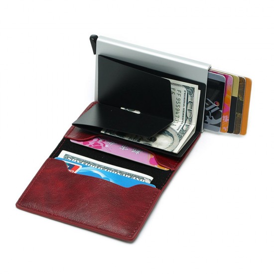 PU Leather Credit Holder Business Money Cash Card Package Wallet Automatic Aluminum Alloy Card Case Men Bag PU Leather Credit Holder Business Money Cash Card Package Wallet Automatic Aluminum Alloy Card Case Men Bag