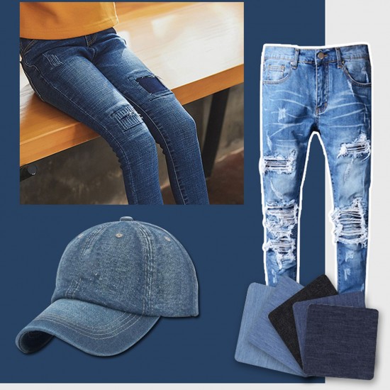 Premium Quality Denim Iron on Jean Patches No-Sew Shades of Blue Black 25 Pieces Assorted Cotton Jeans Repair Kit Premium Quality Denim Iron on Jean Patches No-Sew Shades of Blue Black 25 Pieces Assorted Cotton Jeans Repair Kit