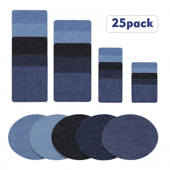 Premium Quality Denim Iron on Jean Patches No-Sew Shades of Blue Black 25 Pieces Assorted Cotton Jeans Repair Kit Premium Quality Denim Iron on Jean Patches No-Sew Shades of Blue Black 25 Pieces Assorted Cotton Jeans Repair Kit