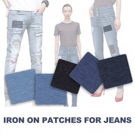 Premium Quality Denim Iron on Jean Patches No-Sew Shades of Blue Black 25 Pieces Assorted Cotton Jeans Repair Kit Premium Quality Denim Iron on Jean Patches No-Sew Shades of Blue Black 25 Pieces Assorted Cotton Jeans Repair Kit