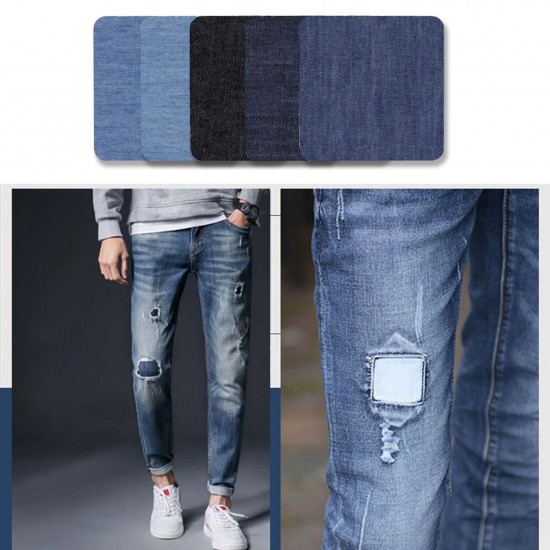Premium Quality Denim Iron on Jean Patches No-Sew Shades of Blue Black 25 Pieces Assorted Cotton Jeans Repair Kit Premium Quality Denim Iron on Jean Patches No-Sew Shades of Blue Black 25 Pieces Assorted Cotton Jeans Repair Kit