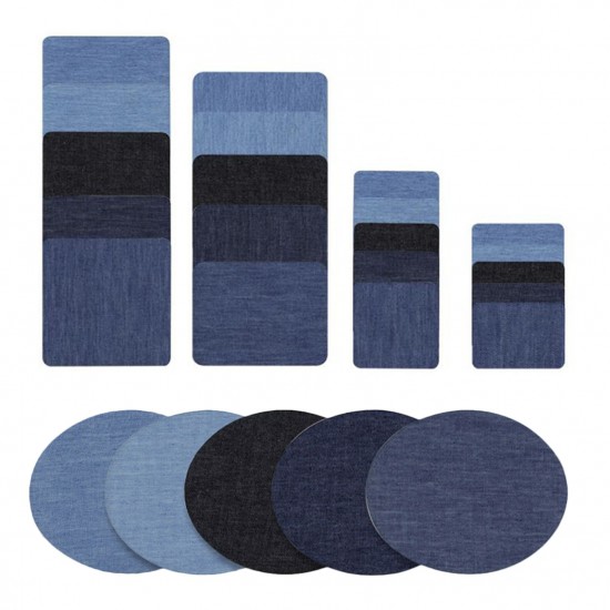 Premium Quality Denim Iron on Jean Patches No-Sew Shades of Blue Black 25 Pieces Assorted Cotton Jeans Repair Kit Premium Quality Denim Iron on Jean Patches No-Sew Shades of Blue Black 25 Pieces Assorted Cotton Jeans Repair Kit