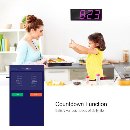 Smart Large Digital Wall Clock APP Control Time/ Date/ Temperature 100 Colors Display Record & Sound Activate & Countdown Function Stepless Brightness & Volume Alarm with Snooze Smart Large Digital Wall Clock APP Control Time/ Date/ Temperature 100 Colors Display Record & Sound Activate & Countdown Function Stepless Brightness & Volume Alarm with Snooze