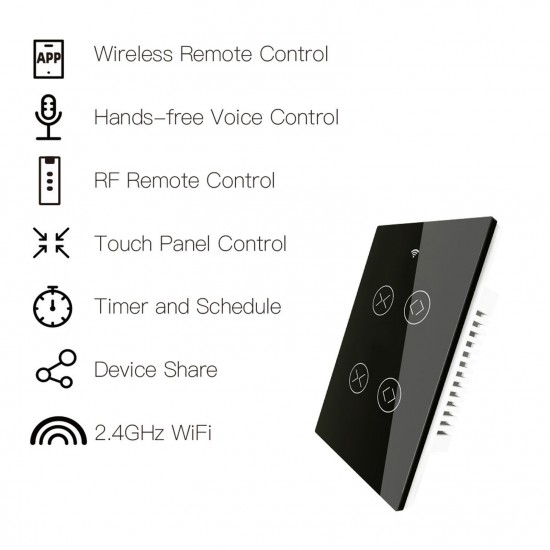 90-250V Wi-Fi Smart Curtain Switch Voice Control, Remote Control, RF433, Touch Control Compatible with Alexa Google Home Schedule, Timer, Countdown Needs Neutral Wire No Hub Required 90-250V Wi-Fi Smart Curtain Switch Voice Control, Remote Control, RF433, Touch Control Compatible with Alexa Google Home Schedule, Timer, Countdown Needs Neutral Wire No Hub Required